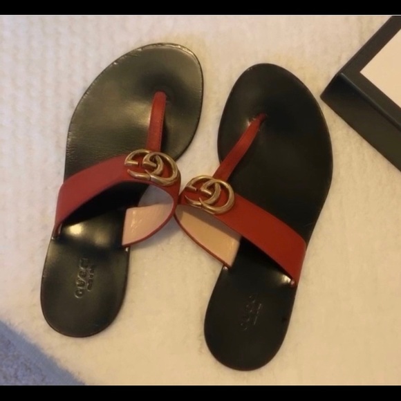 red gucci sandals